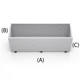 Højbed / plantekasse i 3 mm galvaniseret jern på hjul med kant i top